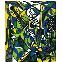 Wynwood Studio Abstract Wall Art Canvas Prints ' Manuel Roman - Oblici Muzičara - Zelena, Žuta