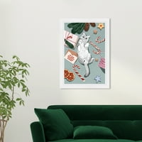 Wynwood Studio Holiday želi Kitty Holiday i sezonski zidni umjetnički platneni Print zeleni 13x19