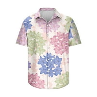 Symoide Muška majica kratki rukav - Ljetno casual ovratnik na havajske majice velike i visoke ljubičaste