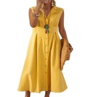 Caprese Žene A-Line Summer Beach Sundress Casual Sleeveless Long Dress Hour Shirt Dress Rever