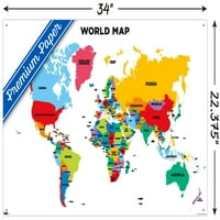 Mapa - Svjetski zidni poster s pushpinsom, 22.375 34