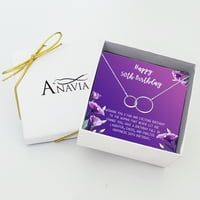 Anavia Happy 50st rođendanski pokloni od nerđajućeg čelika modna ogrlica rođendanska čestitka nakit poklon za nju, rođendanski poklon za baku-[srebrni beskonačni dvostruki prsten, kraljevska ljubičasta poklon kartica]