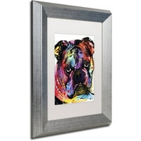 Zaštitni znak Likovna umjetnost Bulldog Umjetnost platna Dean Russo, bijeli mat, srebrni okvir