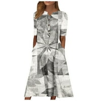 Umitay ljetne haljine za žene ženske haljine s kratkim rukavima s V izrezom Polka Print Casual haljina