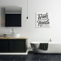 Ruke za opterećenje Stupell Industries Molimo kupatilo tipografiju Tekst Potpiši platno Zidno Art, 24,