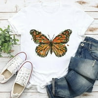 Košulje za čišćenje za žene Ležerne prilike, kratki rukav Ljeto i jesen okrugli vrat T-majice Modni leptir