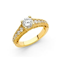 Jewels 14k žuti zlatni okrugli kubični cirkonijski cz zaručni prsten veličine 10