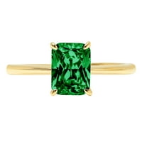 1,75ct blistavo dragocjeni dragulj zeleni simulirani emerald pravi 18k žuto zlato robotski laserski graviranje