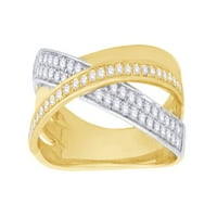 Bijeli prirodni dijamantski prekrivač na dva tona zvona u 10k žutom zlatu