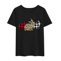 Uskrs Majice Ženske Zeke Jaja Karirani Leopard Štampani T-Shirt Kratki Rukav Grafički Tees Tops