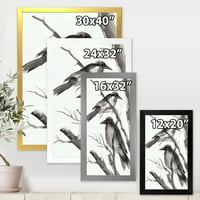 Designart' Vintage crno-bijele vrane ' tradicionalni uokvireni umjetnički Print