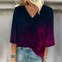 Plus Size rukav Tops za žene V-izrez cvjetne štampane majice labave-Fit casual pulover grafičke majice