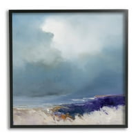 Oblačni ocean za prskanje vala Sažetak slikarstvo Crna uokvirena umjetnost Print Wall Art