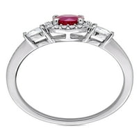 Carat T. G. W. Ruby, bijeli safir i karat T. W. Diamond 14kt oreol zaručnički prsten od bijelog zlata