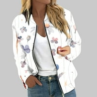 Varsity Jacket ženska stalna Odjeća ženska vanjska odjeća Print Dugi rukav Casual Zipper Tops kardigan