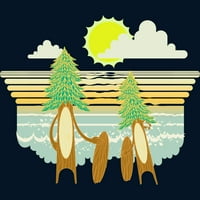 Surf Break Muške Tamnoplave Grafičke Majice - Dizajn Ljudi L