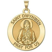 Picturesongold.Com Saint Dwynwen okrugla vjerska medalja veličina četvrtine-srebra