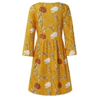 Bazyrey Sundress za žene Casual rukav haljine ženski cvetni Scoop vrat haljine Žuti 2XL