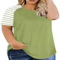 Chama Womens Plus Veličina Osnovni tunički bluza Striped Raglan majica kratkih rukava ljetni vrhovi