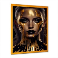 Designart Sensual Liquid Gold žena VII uokvirena zidna Umjetnost