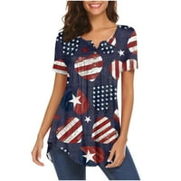 Tops for women Summer Tops Casual Fashion kratki rukav V izrez majice prevelike američke zastave Print