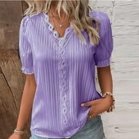 Ženski vrhovi ležerni ljetni čipkasti V izrez obična čipkasta elegantna modna jednobojna elegantna bluza