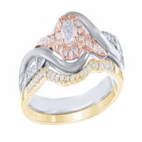 Bijeli prirodni dijamantski okvir Swirled morska prstena u čvrstom zlatu