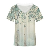 Ženski ljetni vrhovi Moda i Casual Plus Size bluza za štampu kratki rukav majica ljetni čipkasti vrhovi