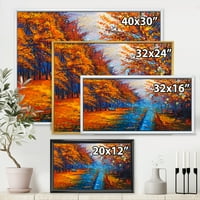 Designart 'narandžasti jesenji pejzaž sa Little Road II' tradicionalni uramljeni platneni zidni otisak