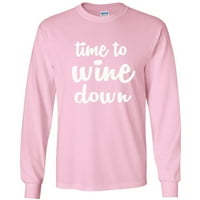 Vrijeme je za vino dolje za odrasle duge rukave T-shirt