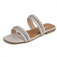 Ženske sandale na toboganima ravne ljetne sjajne sandale od vještačkog kamena elegantne Ležerne cipele