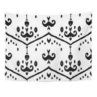 Uzorak crni i bijeli Ikat Bliski Istok Tradicionalni svileni tepih Etničko geo zid vješanje tapiserija