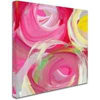 Zaštitni znak likovne umjetnosti 'ružičasti vrt krugovi kvadrat 4' umjetnost na platnu Amy Vangsgard