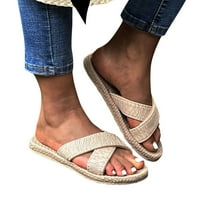 Daznico papuče za žene papuče za žene djevojke ravne casual sandale slame posteljine donje papuče plaže