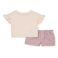 Easy-Paery Baby and Toddler Girls Ruffle tee i kratke hlače, 2-komad, veličine 12m-5t