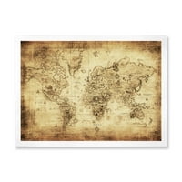 Designart 'Ancient World Map IV' Vintage Framed art Print