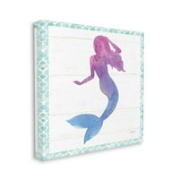 Stupell Industries akvarel Mermaid Relaxed Glam purpurno plava slika platno zid Art dizajn Jenya Jackson,