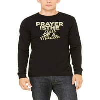 Muška molitva je početak čudesne majice s crnim rukavima s dugim rukavima