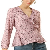 Jedinstvena povoljna ponuda Ženska omotač TOP RUFLE V CAEL CIJENA Šifon pepum bluza