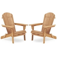 Gewnee sklopivi drva Adirondack stolice Set od 2, vanjske patuljaste stolice, smeđe boje