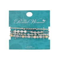 Pioneer Woman-ženski nakit, srebrni Metal i poludragi set narukvica od perli
