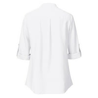 Zimska topla majica sa dugim rukavima za žene tanke majice ženske majice u boji Casual čvrsti Dugi rukav sa V-izrezom Top ženska bluza dugme ženska bluza