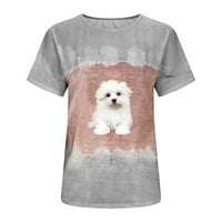 - Majice za žene ljetne Tie Dye košulje sa životinjskim printom kratke rukave okruglog vrata Tees labave