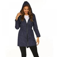 Ženska jakna za jesen patentna patentna jakna, modna vodootporna kapuljača sa džepovima, izolirani kaput