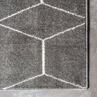Jedinstveni geometrijski trellis Frieze ćilim tamno sivom bjelokošću 7 '1 10' pravokutnik redovis Tradicionalni