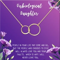 Anavia Unbiological kćer nakit, korak kćer ogrlica poklon, Bonus kćer rođendanska čestitka poklon, poklon od korak mama-[Gold Infinity dvostruki prsten, Royal Purple poklon kartica]