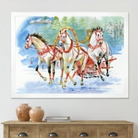 PromenArtiraj 'nosač u snijegu sa galopirnim konjima' Seoska kuća Framed Art Print