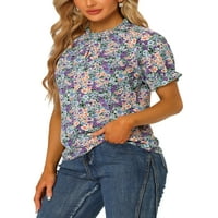 Unique Bargains ženska cvjetna bluza sa kratkim rukavima na rukavu