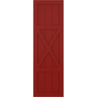 Ekena Millwork 12 W 80 H True Fit PVC centar X-Board Seoska kuća fiksni kapci, vatra crvena