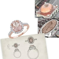 Miabella Women's 2- Carat t.gw. Ovalni morgatit i karat T.W. Diamond 10kt Rose Gold Halo Ring